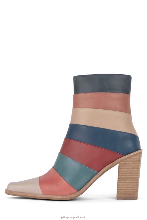 Jeffrey Campbell mulheres B0VBD582 bege brilhante multi botas de tornozelo calibre