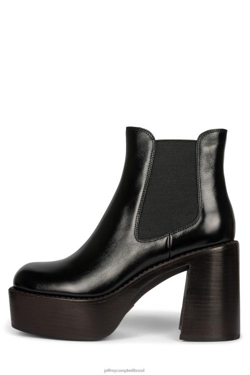 Jeffrey Campbell mulheres B0VBD613 pilha de esmalte marrom preto botas de tornozelo artista