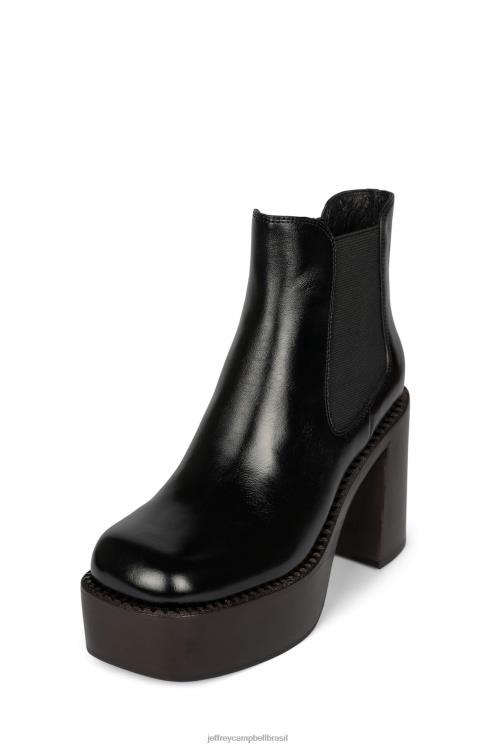 Jeffrey Campbell mulheres B0VBD613 pilha de esmalte marrom preto botas de tornozelo artista
