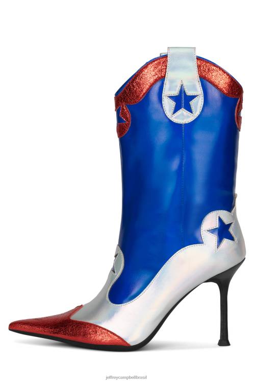 Jeffrey Campbell mulheres B0VBD635 combinação vermelho azul botas de tornozelo ás alto