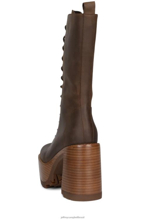 Jeffrey Campbell mulheres B0VBD638 pilha de esmalte marrom botas de tornozelo theband-lu