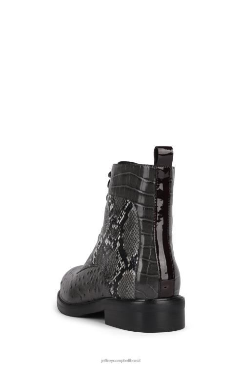 Jeffrey Campbell mulheres B0VBD903 cinza exótico multi botas de tornozelo fischer