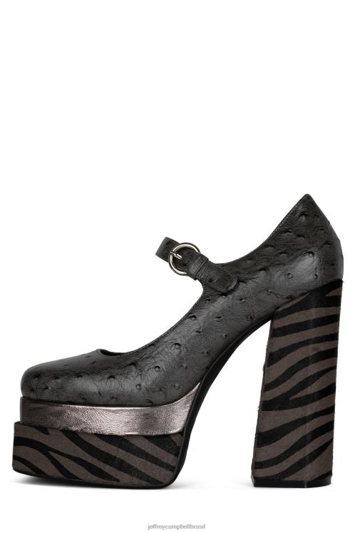 Jeffrey Campbell mulheres B0VBD1281 avestruz cinza multi bomba de plataforma relaxando-f