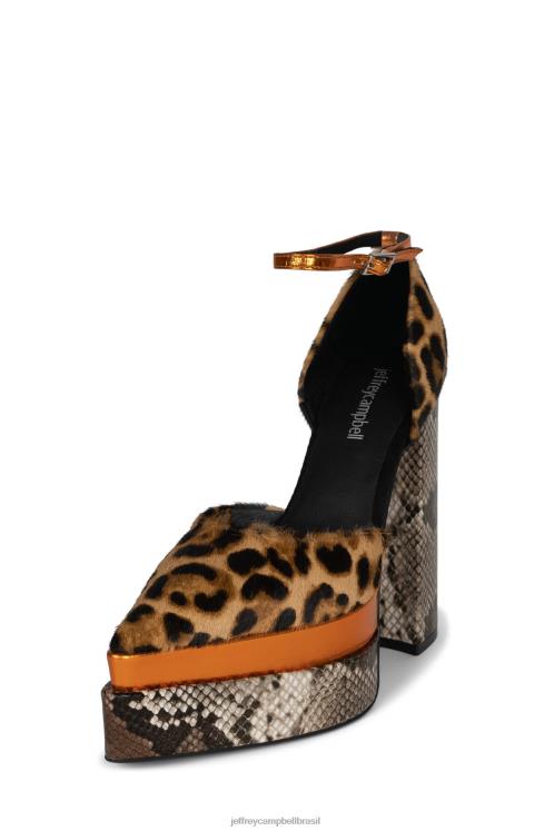 Jeffrey Campbell mulheres B0VBD1288 combinação animal print laranja bomba de plataforma spellonu-f