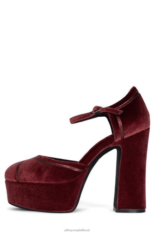 Jeffrey Campbell mulheres B0VBD1294 combinação de veludo vermelho bomba de plataforma baixo para baixo