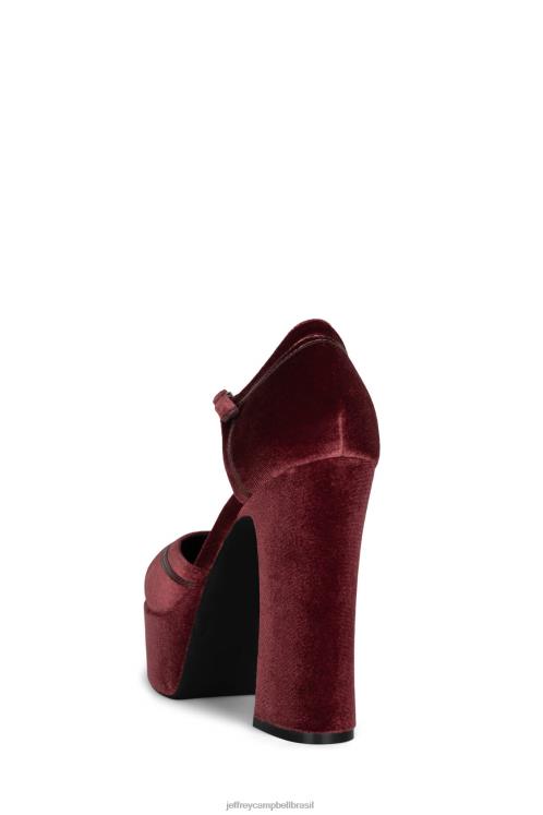 Jeffrey Campbell mulheres B0VBD1294 combinação de veludo vermelho bomba de plataforma baixo para baixo
