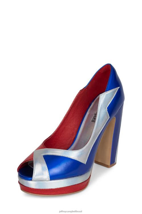 Jeffrey Campbell mulheres B0VBD1303 combinação vermelho azul bomba de plataforma menina má