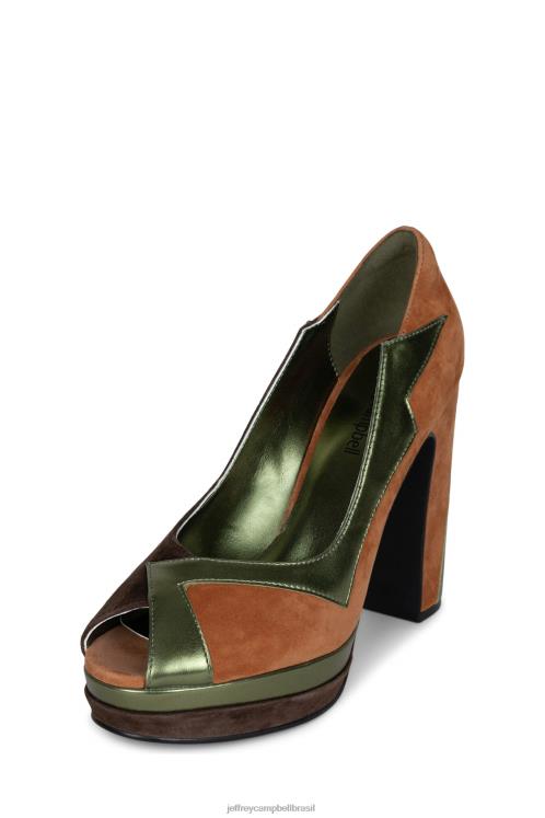 Jeffrey Campbell mulheres B0VBD1304 camurça marrom combo verde bomba de plataforma menina má
