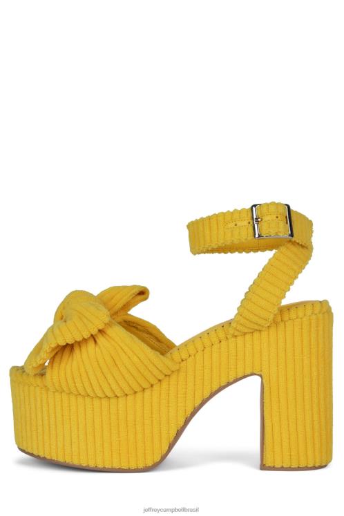 Jeffrey Campbell mulheres B0VBD1005 veludo listrado amarelo sandália plataforma piquenique