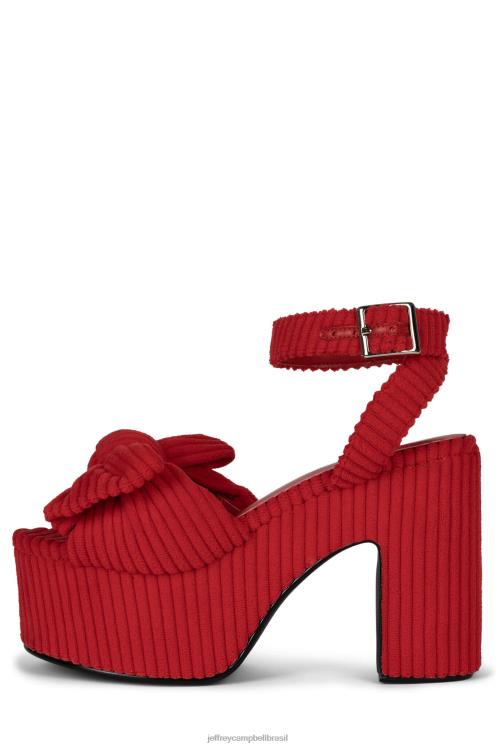 Jeffrey Campbell mulheres B0VBD1006 veludo listrado vermelho sandália plataforma piquenique