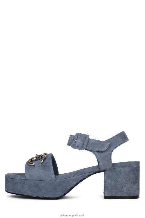 Jeffrey Campbell mulheres B0VBD1009 camurça azul empoeirada prata sandália plataforma Eterno