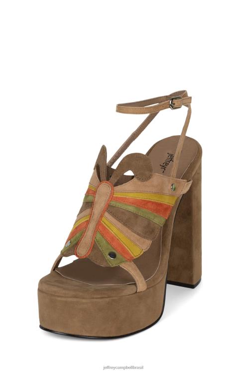 Jeffrey Campbell mulheres B0VBD1014 combinação de camurça amarela marrom sandália plataforma monarcas