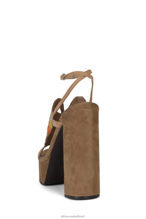 Jeffrey Campbell mulheres B0VBD1014 combinação de camurça amarela marrom sandália plataforma monarcas
