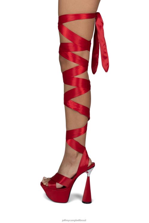 Jeffrey Campbell mulheres B0VBD1026 cetim vermelho sandália plataforma ferozmente