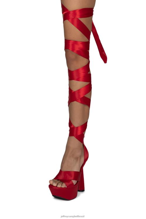 Jeffrey Campbell mulheres B0VBD1026 cetim vermelho sandália plataforma ferozmente