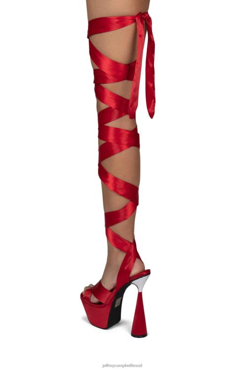 Jeffrey Campbell mulheres B0VBD1026 cetim vermelho sandália plataforma ferozmente