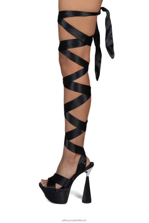 Jeffrey Campbell mulheres B0VBD1027 cetim preto sandália plataforma ferozmente