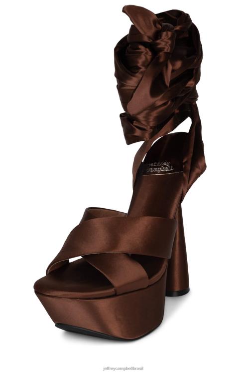 Jeffrey Campbell mulheres B0VBD1028 ouro de cetim marrom sandália plataforma ferozmente