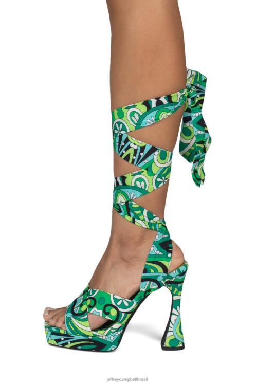 Jeffrey Campbell mulheres B0VBD1030 verde multi sandália plataforma complexidade