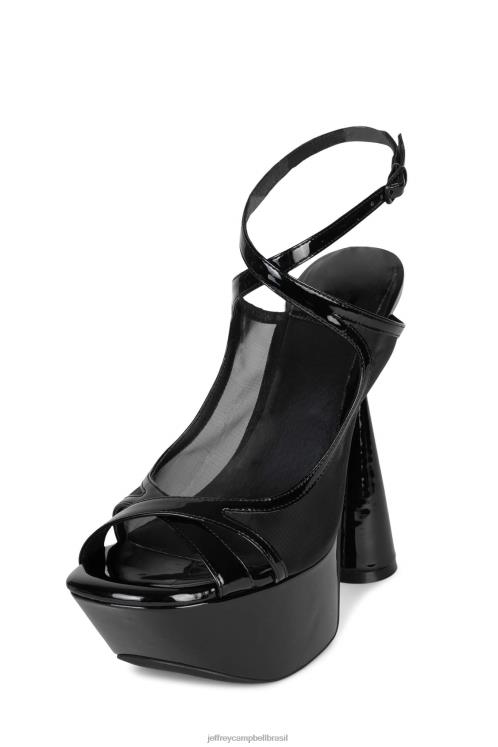 Jeffrey Campbell mulheres B0VBD1032 malha preta patente preta sandália plataforma atmosfera