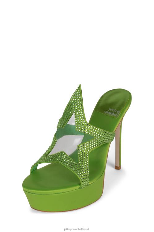 Jeffrey Campbell mulheres B0VBD1034 cetim verde verde sandália plataforma viciada em fama