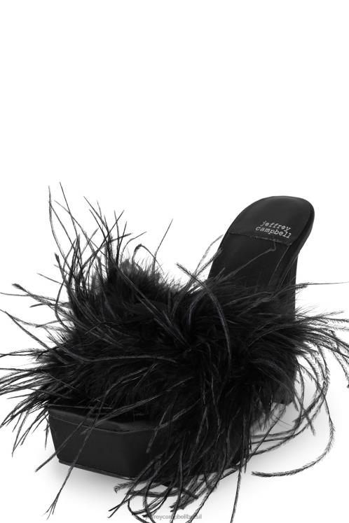 Jeffrey Campbell mulheres B0VBD1047 cetim preto preto sandália plataforma apaixonado