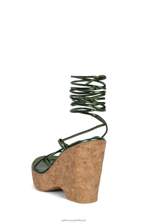 Jeffrey Campbell mulheres B0VBD1054 verde metálico sandália plataforma equador-oi
