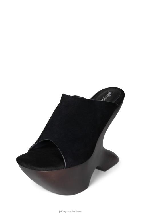 Jeffrey Campbell mulheres B0VBD1069 camurça preta marrom escuro sandália plataforma giah-2