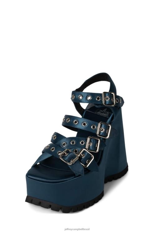 Jeffrey Campbell mulheres B0VBD1086 cetim azul sandália plataforma vazio