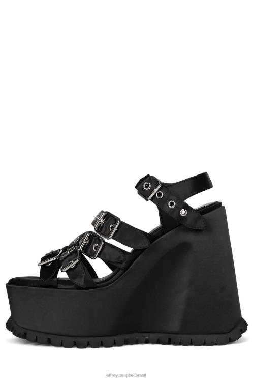 Jeffrey Campbell mulheres B0VBD1087 cetim preto sandália plataforma vazio