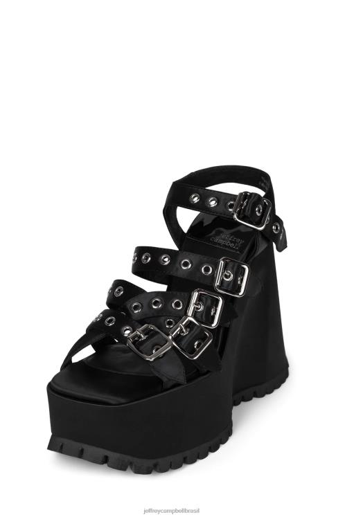 Jeffrey Campbell mulheres B0VBD1087 cetim preto sandália plataforma vazio