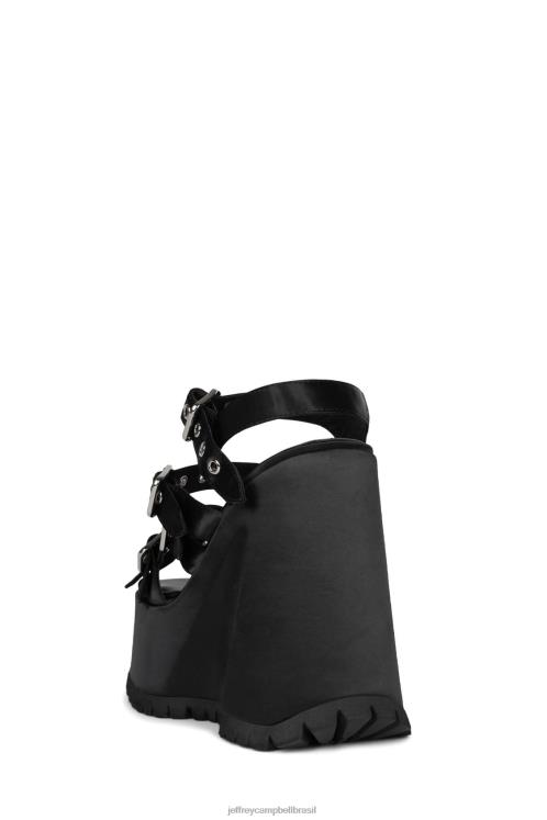Jeffrey Campbell mulheres B0VBD1087 cetim preto sandália plataforma vazio