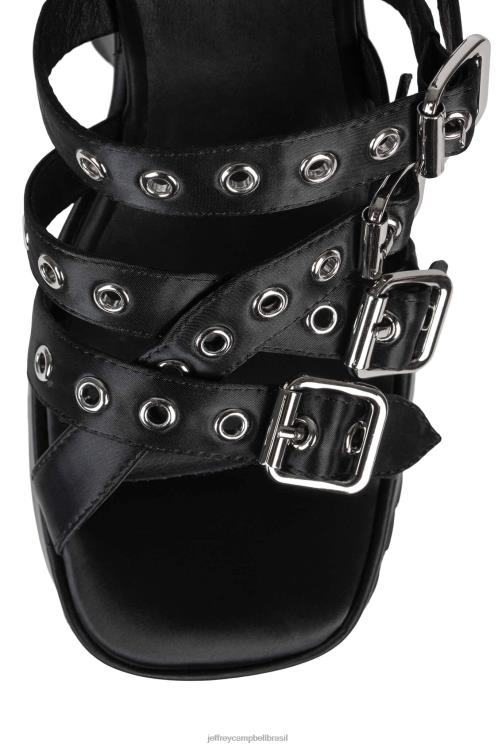 Jeffrey Campbell mulheres B0VBD1087 cetim preto sandália plataforma vazio