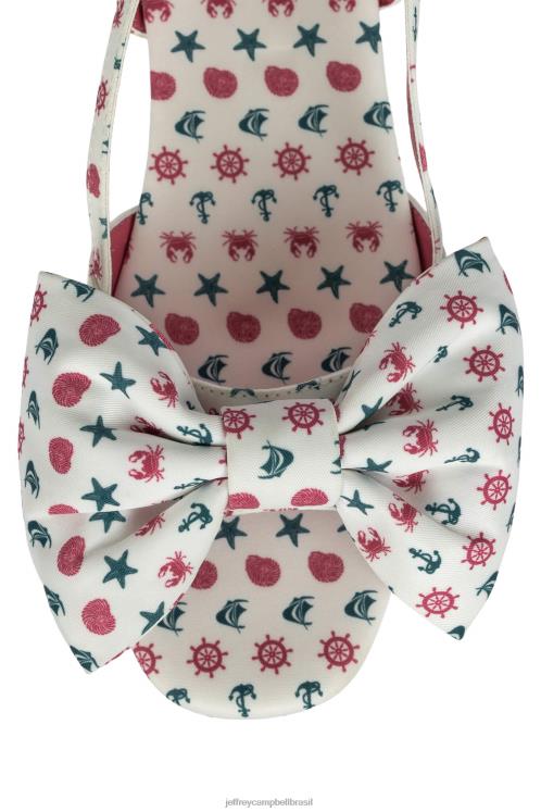 Jeffrey Campbell mulheres B0VBD1088 impressão náutica branca sandália plataforma cravo