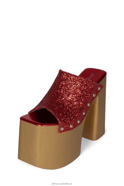 Jeffrey Campbell mulheres B0VBD1096 ouro brilhante vermelho sandália plataforma 2-alto