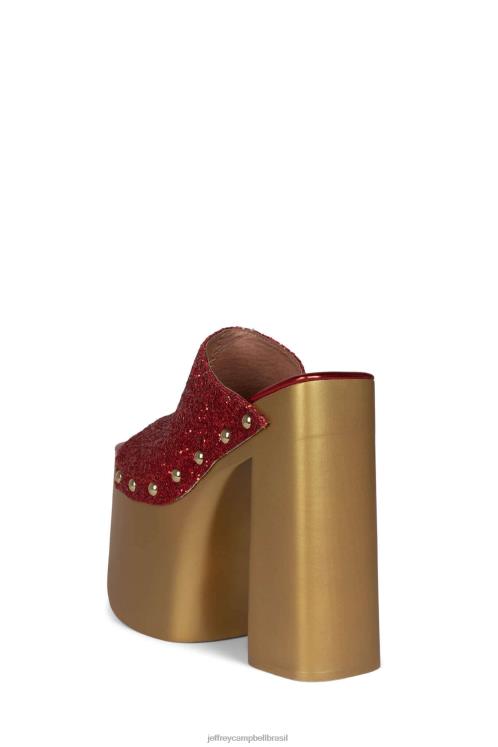 Jeffrey Campbell mulheres B0VBD1096 ouro brilhante vermelho sandália plataforma 2-alto