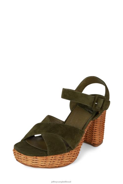 Jeffrey Campbell mulheres B0VBD1098 camurça verde-oliva sandália plataforma amma-2w