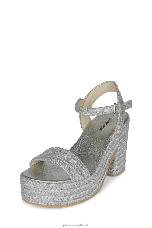 Jeffrey Campbell mulheres B0VBD1107 prata sandália plataforma assado