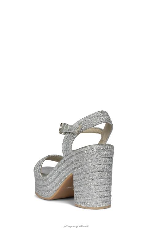 Jeffrey Campbell mulheres B0VBD1107 prata sandália plataforma assado