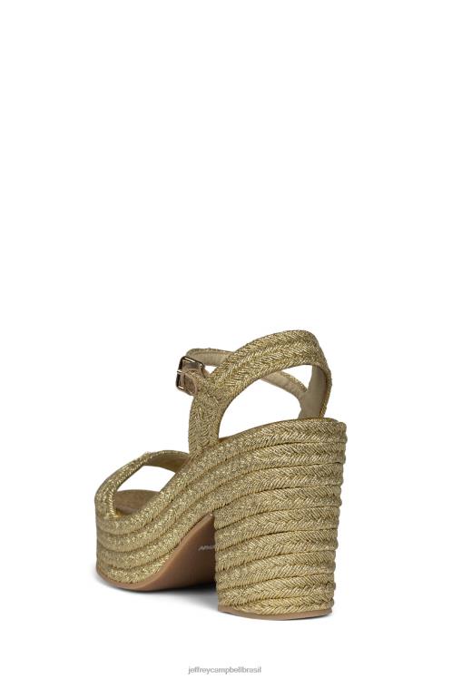 Jeffrey Campbell mulheres B0VBD1108 ouro sandália plataforma assado
