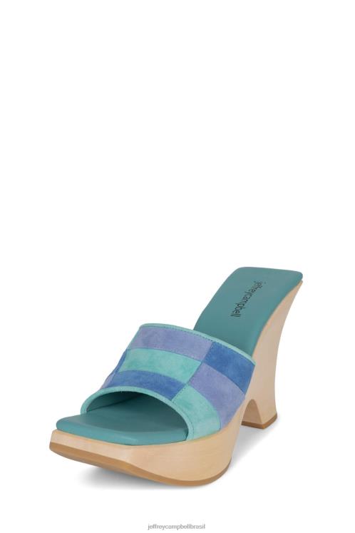 Jeffrey Campbell mulheres B0VBD112 combinação de camurça menta azul sandália plataforma bloqueio