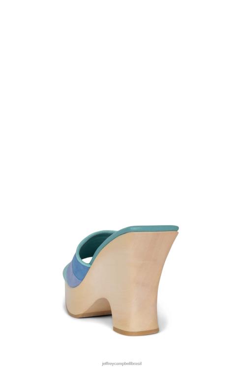 Jeffrey Campbell mulheres B0VBD112 combinação de camurça menta azul sandália plataforma bloqueio