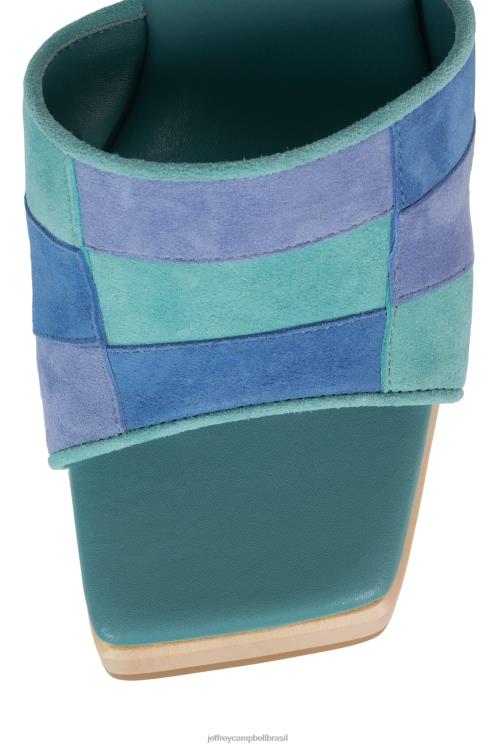 Jeffrey Campbell mulheres B0VBD112 combinação de camurça menta azul sandália plataforma bloqueio