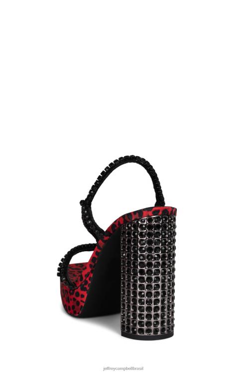 Jeffrey Campbell mulheres B0VBD1157 estanho de chita vermelha sandália plataforma noite