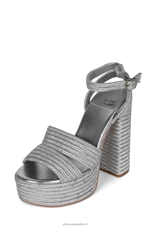 Jeffrey Campbell mulheres B0VBD1175 prata sandália plataforma uiva