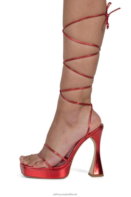 Jeffrey Campbell mulheres B0VBD1177 vermelho metálico sandália plataforma primadona