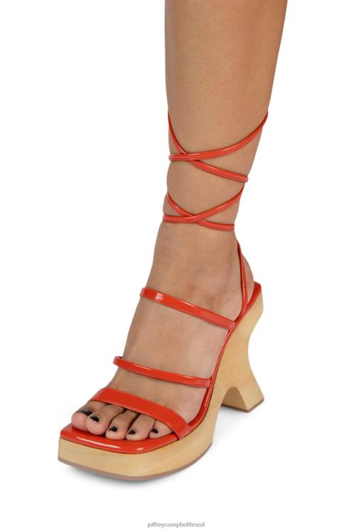Jeffrey Campbell mulheres B0VBD117 patente de rugas laranja sandália plataforma sensação