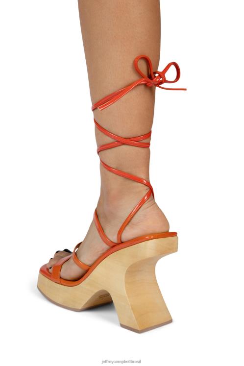 Jeffrey Campbell mulheres B0VBD117 patente de rugas laranja sandália plataforma sensação