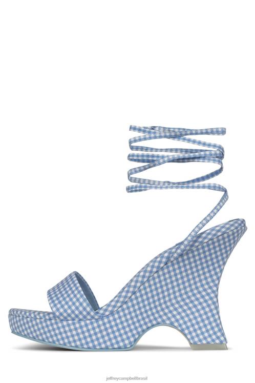 Jeffrey Campbell mulheres B0VBD1194 guingão azul sandália plataforma oraura