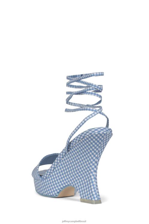 Jeffrey Campbell mulheres B0VBD1194 guingão azul sandália plataforma oraura